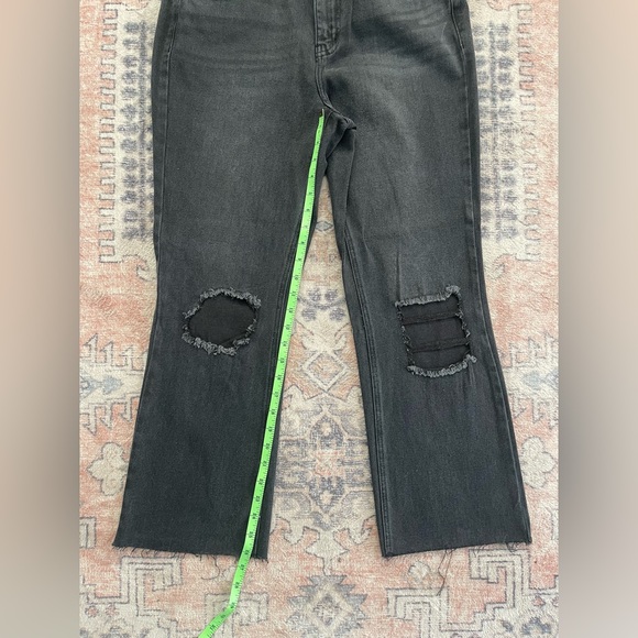 Avec Les Filles NWT Black Classic Ankle Distressed Straight Leg Jeans Women 30 - Picture 6 of 6